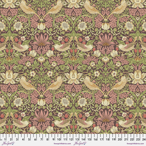 One Shower Curtain "Strawberry Thief - Chocolate" William Morris FreeSpirit Fabrics