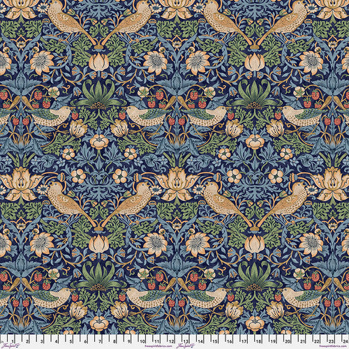 One Shower Curtain "Strawberry Thief - Navy" William Morris FreeSpirit Fabrics