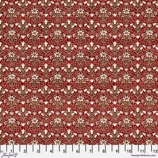 One Shower Curtain "Bellflowers Red" William Morris Cotswold FreeSpirit Fabrics