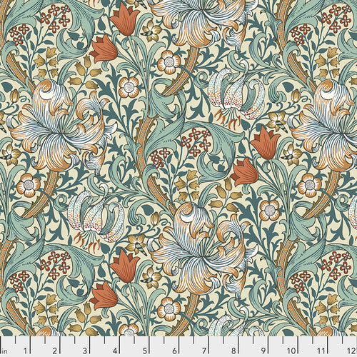 One Shower Curtain "Golden Lily - Autumn" William Morris FreeSpirit Fabrics