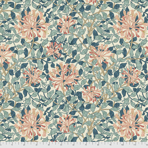 One Shower Curtain "Honeysuckle - Aqua" William Morris FreeSpirit Fabrics