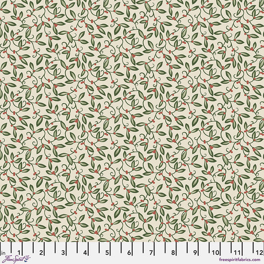 One Shower Curtain "Mistletoe - Cream" William Morris Cotswold FreeSpirit Fabrics