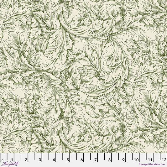 One Shower Curtain "Small Acanthus Scroll - Green" William Morris Cotswold FreeSpirit Fabrics