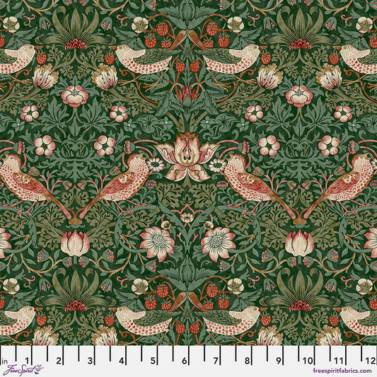 One Shower Curtain "Strawberry Thief Green" William Morris Cotswold FreeSpirit Fabrics