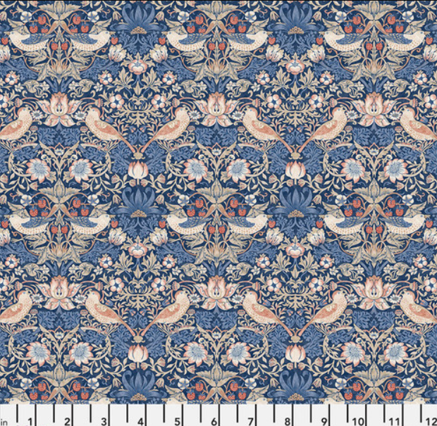 Roman Shade - Made with "William Morris - Bexleyheath - Mini-Strawberry Thief - Inky" fabric