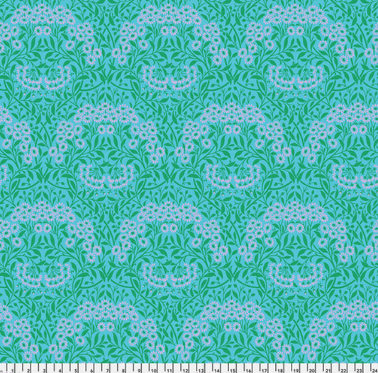 Roman Shade - Made with "Michaelmas Daisy - Aqua - Kaffe x Morris & Co. Cotton Lawn" fabric