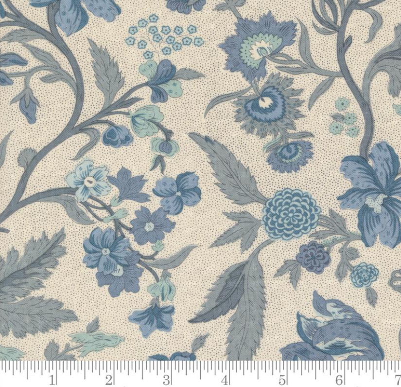 One Shower Curtain "Parterre Florals - Sacre Bleu Pearl French Blue"