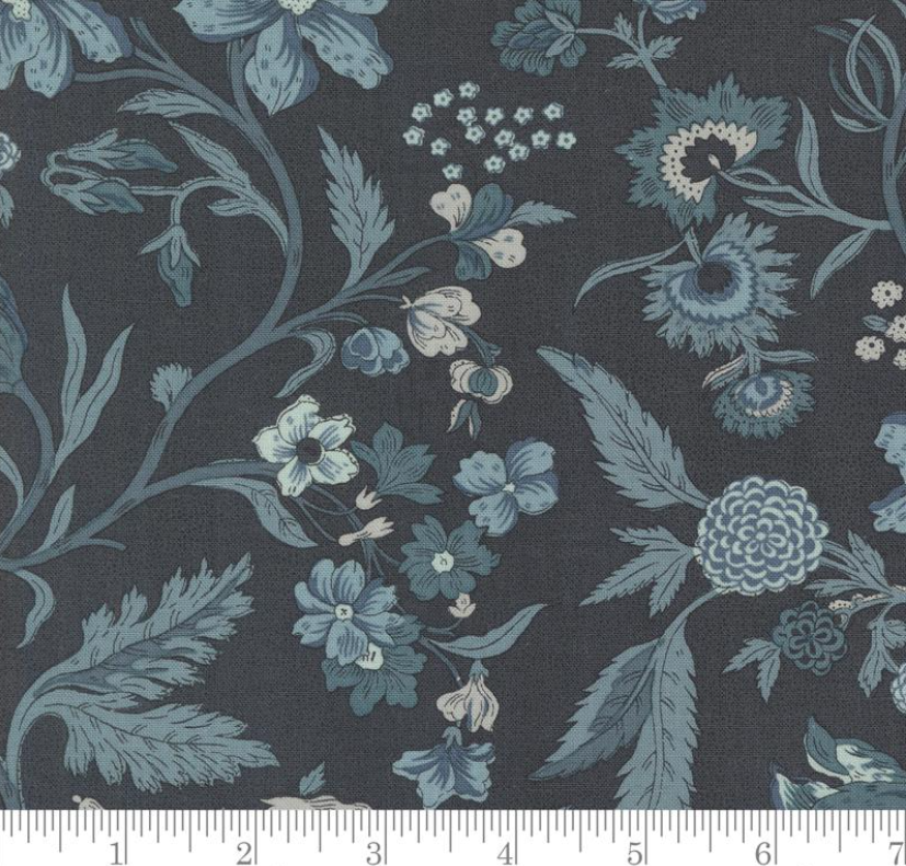 One Shower Curtain "Parterre Florals - Sacre Bleu Indigo "