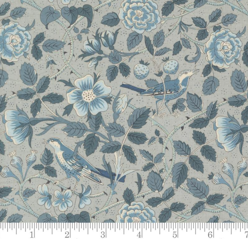 One Shower Curtain "Oiseaux Florals Birds - Sacre Bleu Ciel Blue"