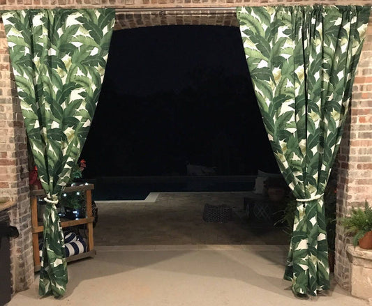 One Curtain Panel Tommy Bahama Indoor/Outdoor Swaying Palms Drapery- Custom made to order quality tropical drapes Weather Resistant