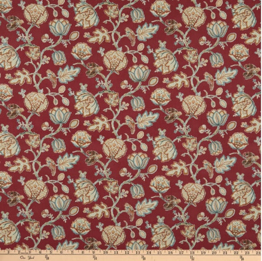 One Curtain Panel or Valance "FreeSpirit Orkney Theodesia Red" Fabric. Custom Made To Order Drapery. William Morris Fabric