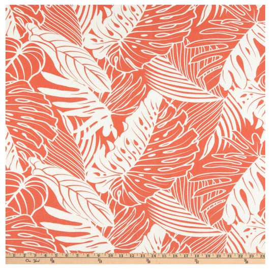 One (1) Curtain Panel Tommy Bahama Outdoor Leaf Reef Tangerine Drapery - Custom made to order quality drapes Weather Resistant