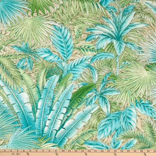 One (1) Curtain Panel or Valance "Tommy Bahama Indoor/Outdoor Bahamian Breeze Aloe" fabric. Handmade to order. Drapery for beach condo