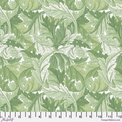 One Curtain Panel "Leicester Acanthus - Green" Fabric, FreeSpirit Fabrics, Morris & Co. Bold, Elegant Home Decor