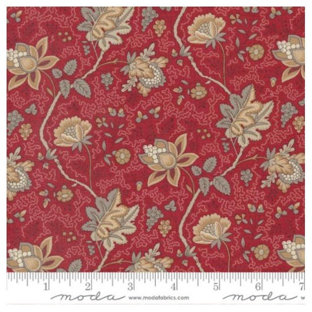 One Holiday Tree Skirt "Chateau De Chantilly La Fayette Florals Jacobean Rouge" By Moda Fabrics. Handmade Christmas Tree Skirt.