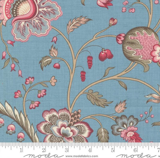 One Curtain Panel "Cecile Florals French Blue" fabric Antoinette French General