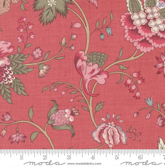 One Curtain Panel "Cecile Florals Faded Red" fabric Antoinette French General