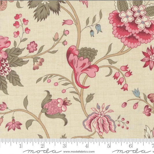 One Curtain Panel "Cecile Florals Pearl" fabric Antoinette French General